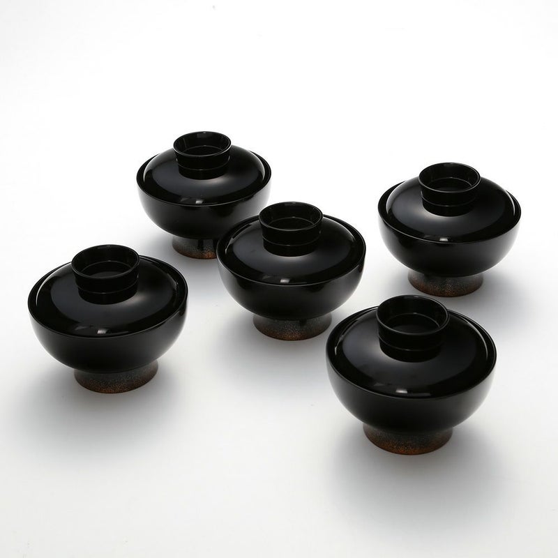 【伝統工芸】輪島塗 山水蒔絵 煮物椀 絵変わり 5客揃 松田良輝氏作