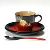 【伝統工芸】輪島塗 コーヒーカップ＆ソーサー＆スプーン 曙桜 坂口政昭氏作