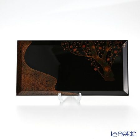 【伝統工芸】輪島塗 点心盆 紅白梅 1組（2枚） 稲舟