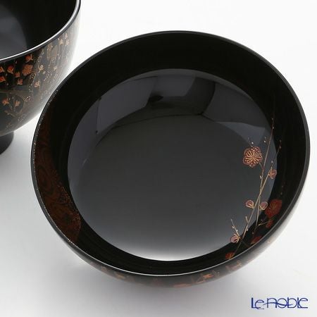 【伝統工芸】輪島塗 夫婦椀 2客揃 紅白梅 浦出稲舟氏作品