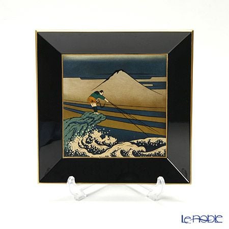 【伝統工芸】輪島塗 四方型銘々皿 富嶽三十六景5枚組 中島和彦氏作品