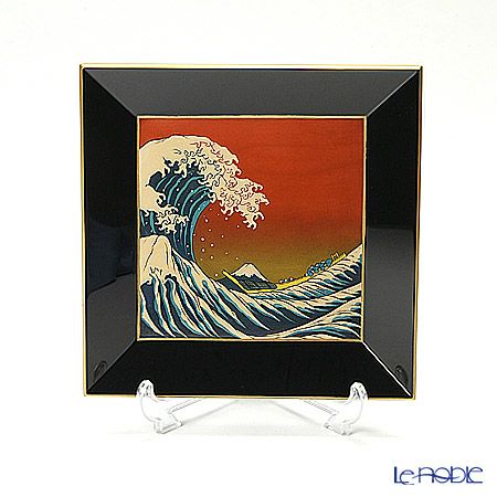 【伝統工芸】輪島塗 四方型銘々皿 富嶽三十六景5枚組 中島和彦氏作品