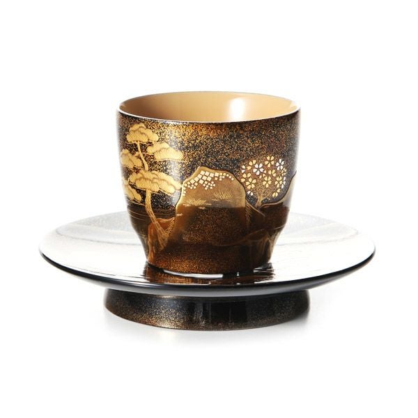 【伝統工芸】輪島塗 湯呑揃え 山水 桜 松田良輝氏作