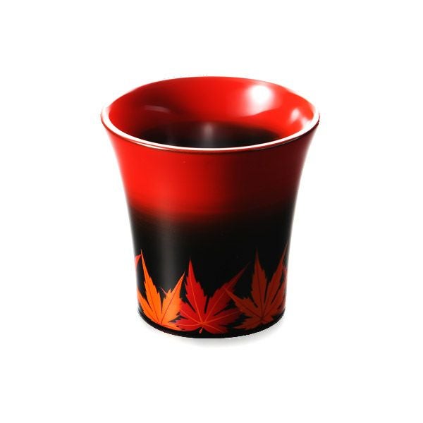 【伝統工芸】輪島塗 ぐい呑 曙塗 紅葉（足元に紅葉） 坂口政昭氏作