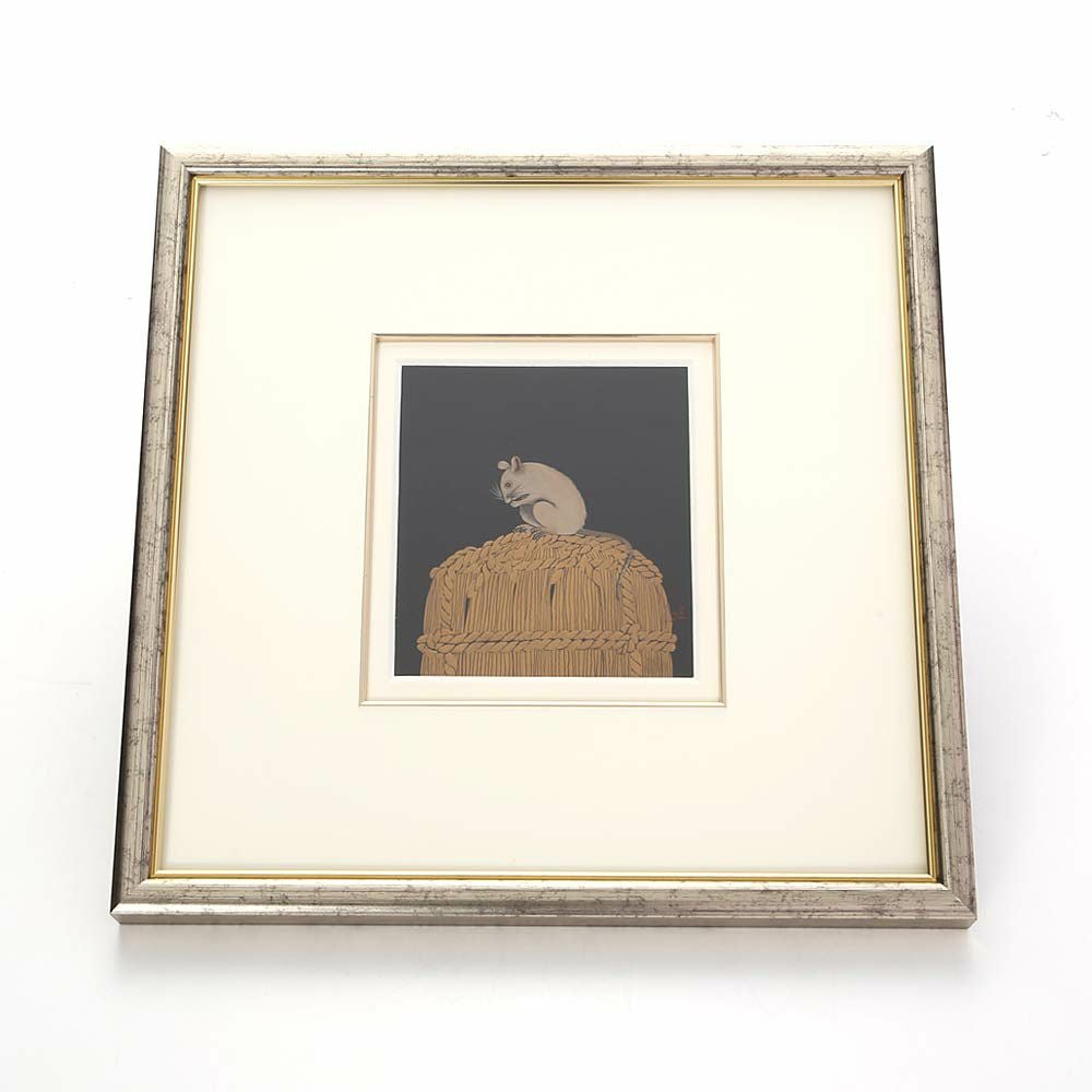 【伝統工芸】輪島塗 漆芸額 干支 子（ねずみ） 蒔絵師 坂口政昭氏作