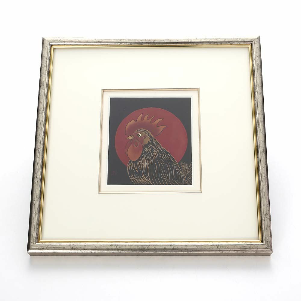 【伝統工芸】輪島塗 漆芸額 干支 酉（鳥） 蒔絵師 坂口政昭氏作