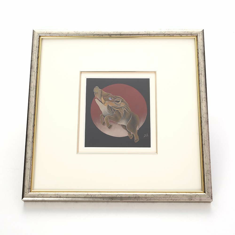 【伝統工芸】輪島塗 漆芸額 干支 亥（いのしし） 蒔絵師 坂口政昭氏作