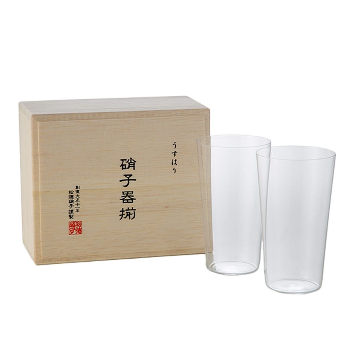 松徳硝子 うすはり タンブラー（M）260ml ペア 2741020【木箱入】