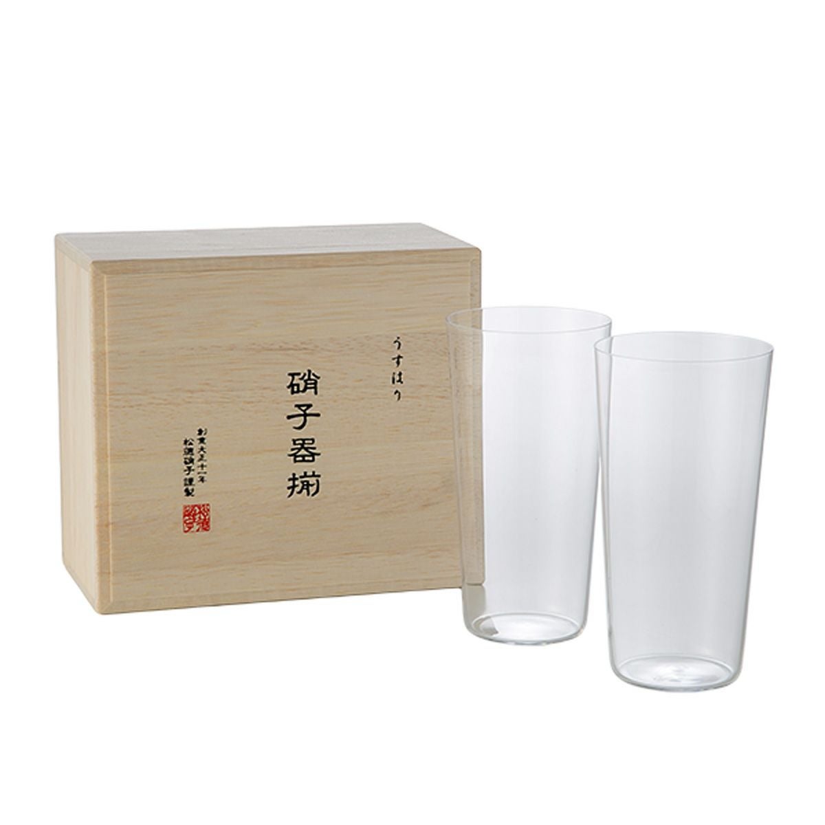 松徳硝子 うすはり タンブラー（L）375ml ペア 2761020【木箱入