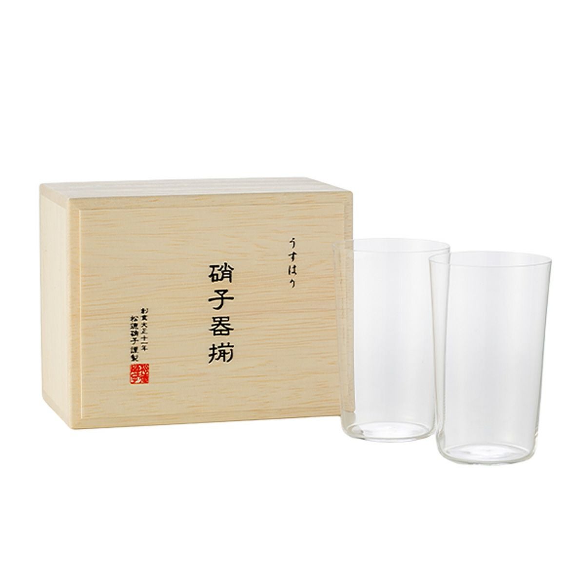 松徳硝子 うすはり タンブラー（L）375ml ペア 2761020【木箱入