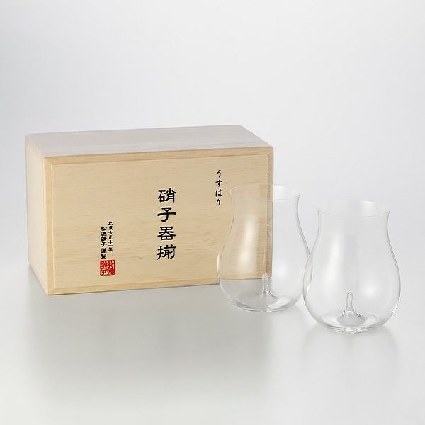 松徳硝子 うすはり 葡萄酒器 ボルドー 330ml 2個 【木箱入