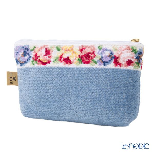 フェイラー コスメポーチ アイーダ ホワイト ブルー 18×9cm