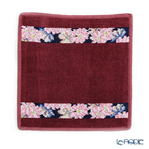 フェイラー ハンドタオル（ハンカチ） コスモスブルー 25×25cm ワインレッド