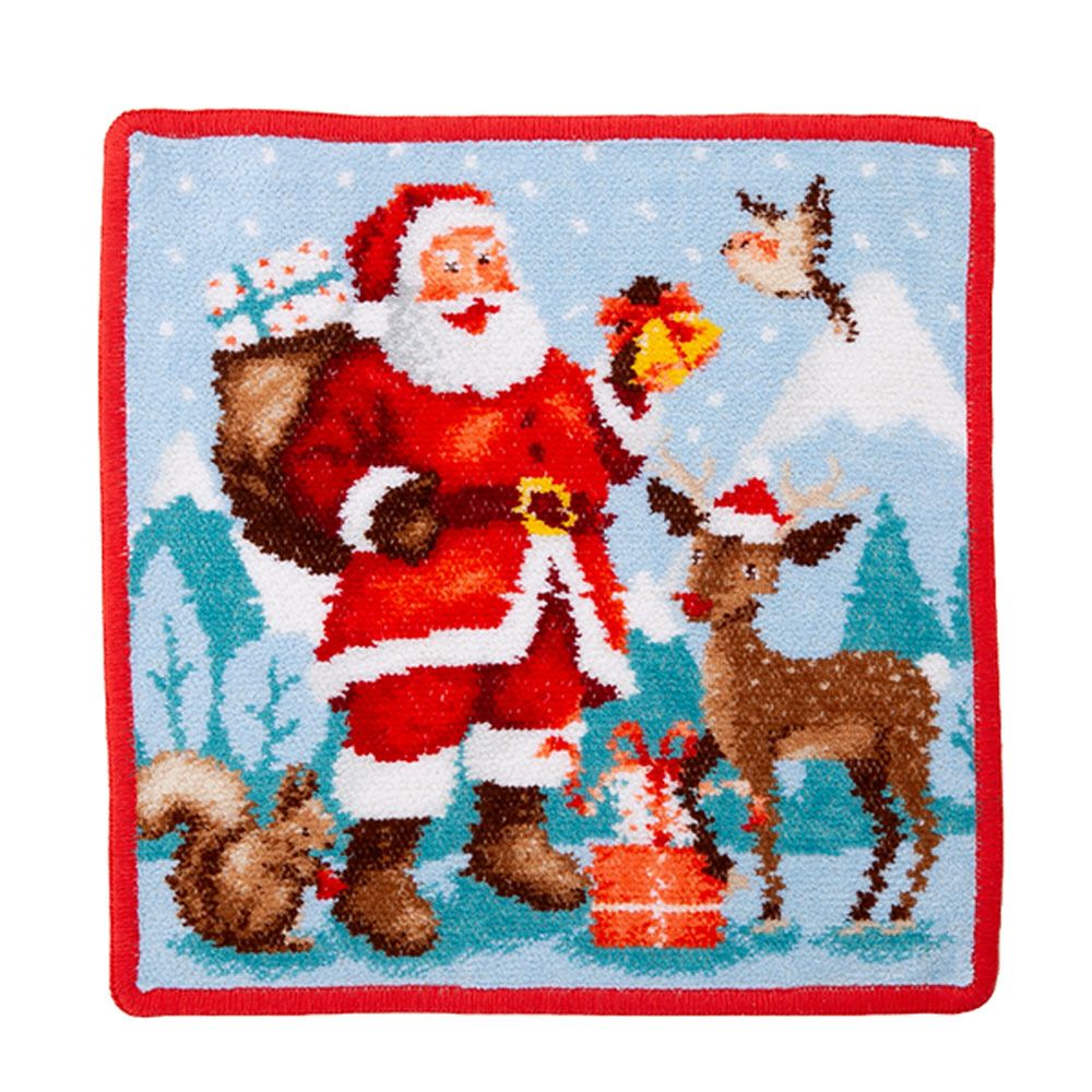 フェイラー ハンドタオル （ハンカチ） サンタとトナカイ レッド ウインター2024 レッド クリスマス 25×25cm
