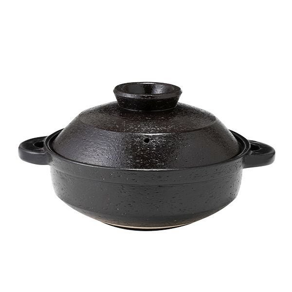 伊賀焼窯元 長谷園 ながたにえん 伊賀土鍋 ヘルシー蒸し鍋「優」黒釉 小（2-4人用）496-NNC-21 【IH・直火用】