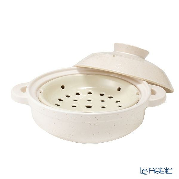 伊賀焼窯元 長谷園 ながたにえん 伊賀土鍋 ヘルシー蒸し鍋「優」白釉 小（2-4人用）496-NNC-22 【IH・直火用】