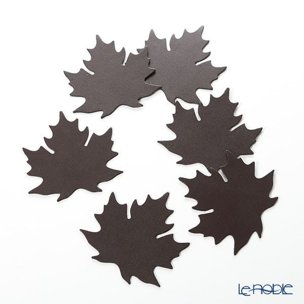 デリア（Deria） コースター リーフ 6枚セット ブラウン／レザーボード（リサイクルレザー） 9×9cm BRD70SC4