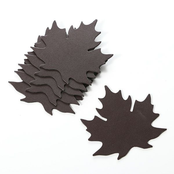 デリア（Deria） コースター リーフ 6枚セット ブラウン／レザーボード（リサイクルレザー） 9×9cm BRD70SC4