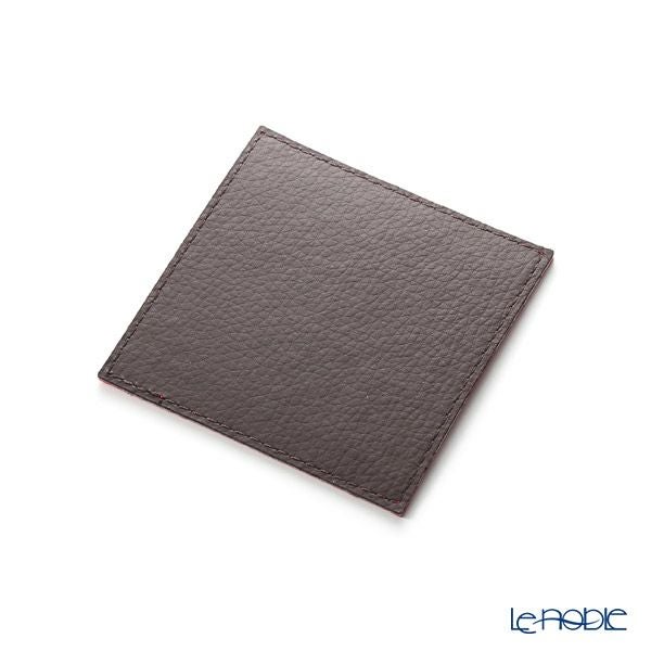デリア（Deria） コースター スクエア リバーシブル 6枚セット 9×9cm レッド×ブラウン BRD1800 木製ホルダー付