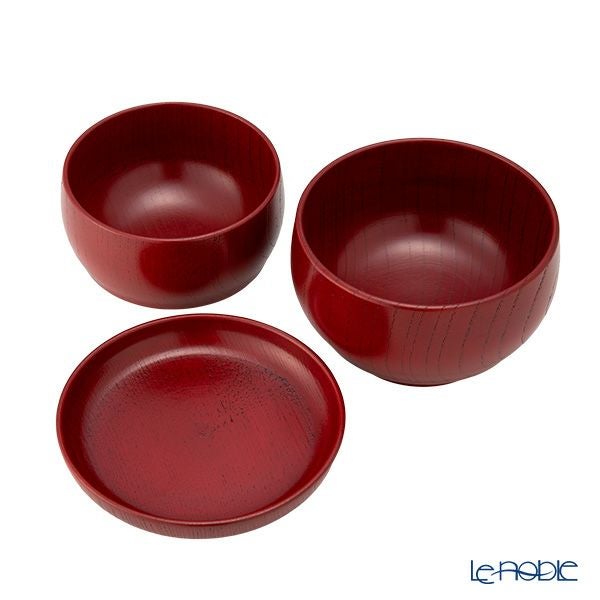 井助 ISUKE こわんさら 3点セット 漆塗り 朱 木製（栓の木） OI-790