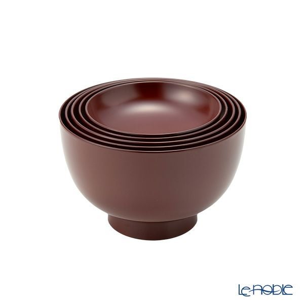 井助 漆器 応量器（応量椀） 入れ子椀 5点セット 朱 木紛加工品／漆塗り NC-544