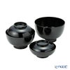 井助 漆器 応量器（応量椀） 入れ子椀 5点セット 黒 木紛加工品／漆塗り NC-544