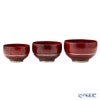 井助 漆器 重なり椀／ボウル 入れ子 3点セット 赤擦り 木製（けやき）／漆塗り NC-FB12-14