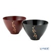 井助 漆器 夫婦汁椀 梅 黒・古代朱 木紛加工品／漆塗り G8-05702