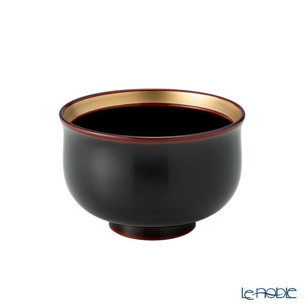 井助 夫婦椀 金・銀帯 羽反 2客セット 朱・溜 木粉と樹脂の成型品 漆塗り 直径9.6×高さ6.3cm G10-04404