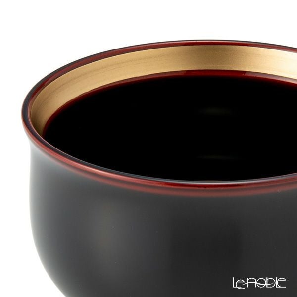 井助 夫婦椀 金・銀帯 羽反 2客セット 朱・溜 木粉と樹脂の成型品 漆塗り 直径9.6×高さ6.3cm G10-04404