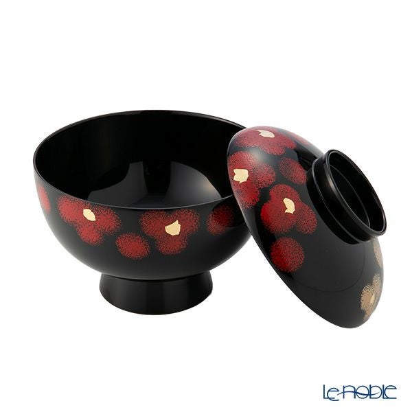 井助 紅白華 雑煮椀 木粉と樹脂の成型品 漆塗り 12.8×H11cm G11-01205