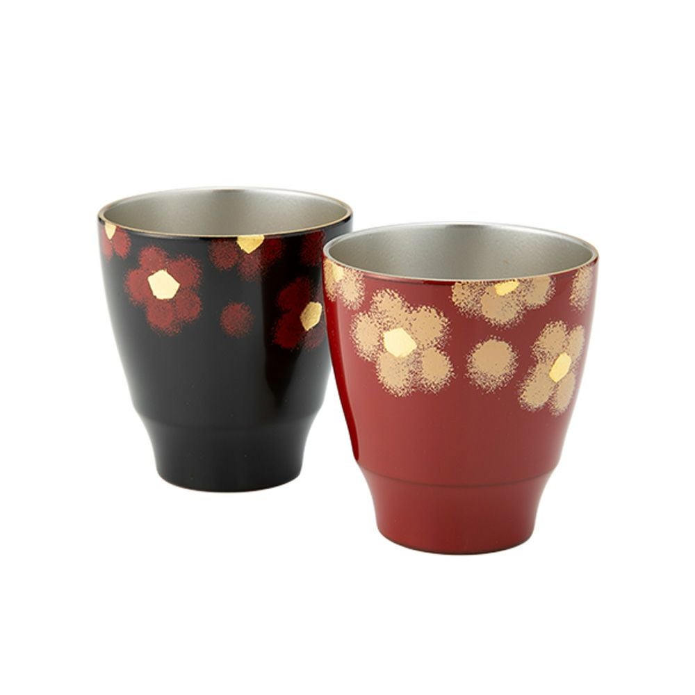 井助 漆器 夫婦椀 ペア 2客セット 紅白華 木製／漆塗り 11×7cm MA-723