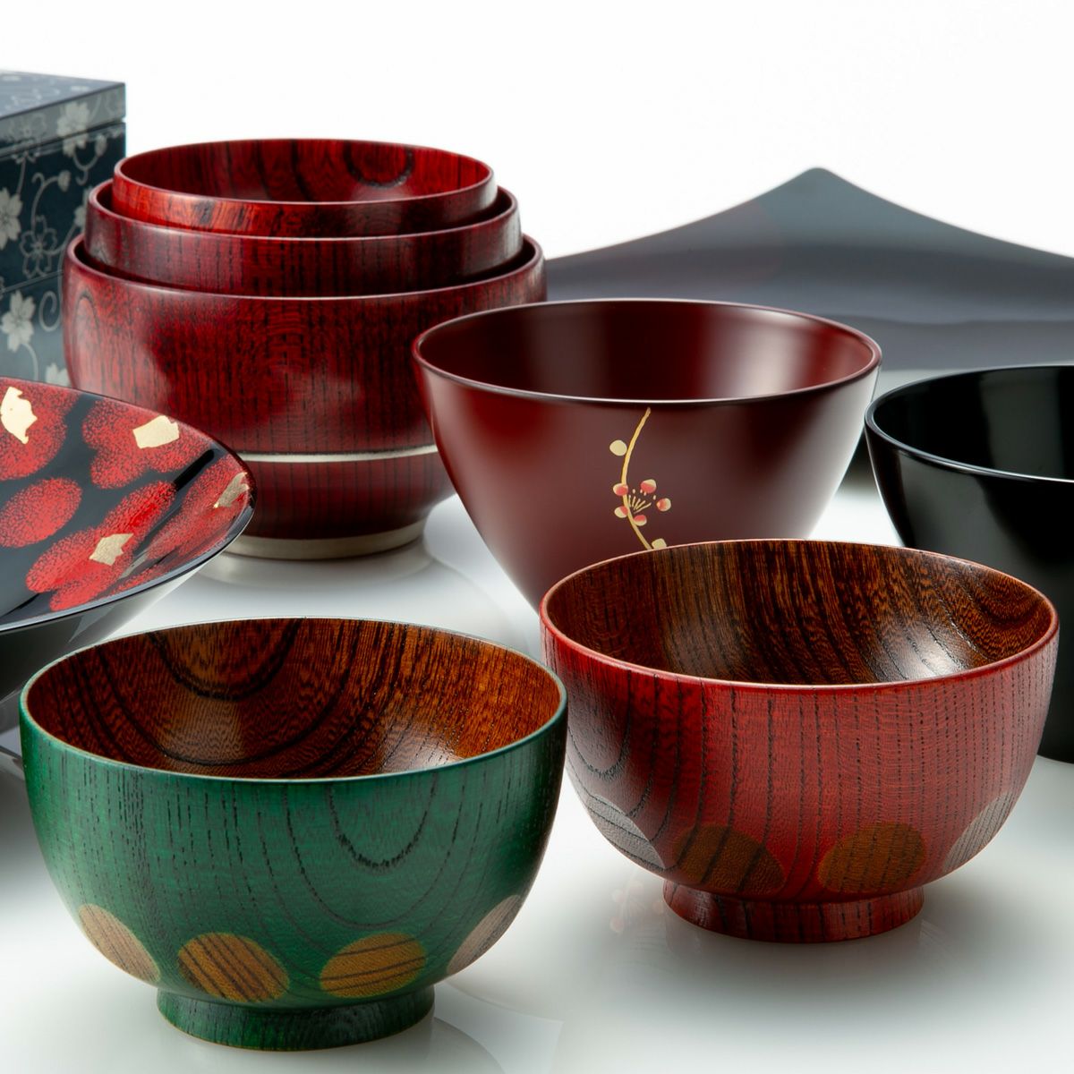 井助 漆器 汁椀 漆切子 黒 木製（けやき）／漆塗り 11.5×H7.5cm NC-561