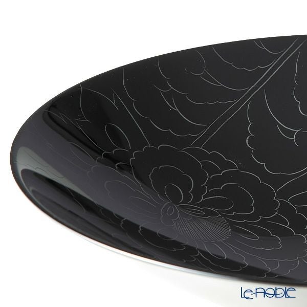 井助 漆器 ボウル 牡丹彫 大鉢 黒／白 木紛加工品／漆塗り 24×H5cm MA-668