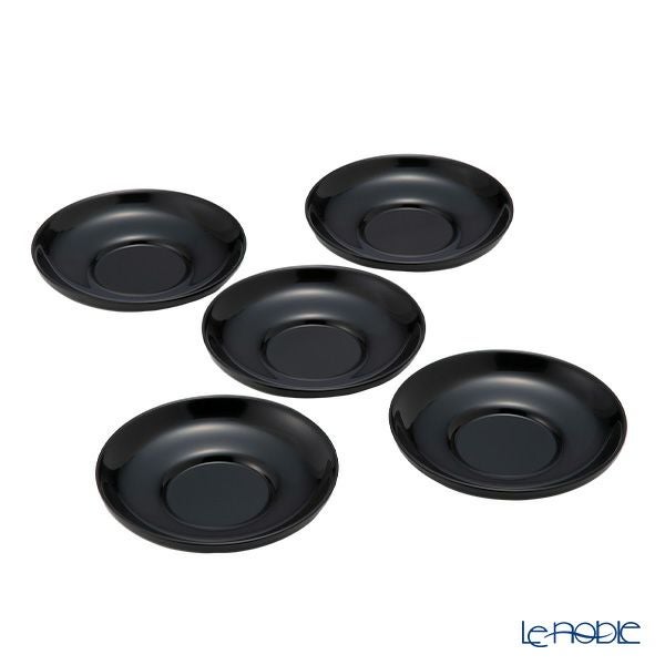 井助 茶托 だるま 黒 5枚セット 直径12×高さ2cm 12-05804