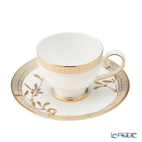 プラウナ ジュエリー スワロフスキーエレメント ゴールデンリーブス ティーカップ＆ソーサー 200ml
