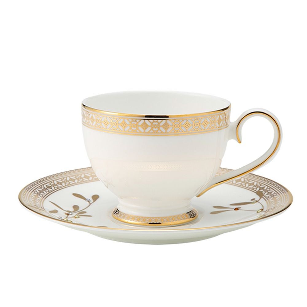 プラウナ ジュエリー スワロフスキーエレメント ゴールデンリーブス ティーカップ＆ソーサー 200ml