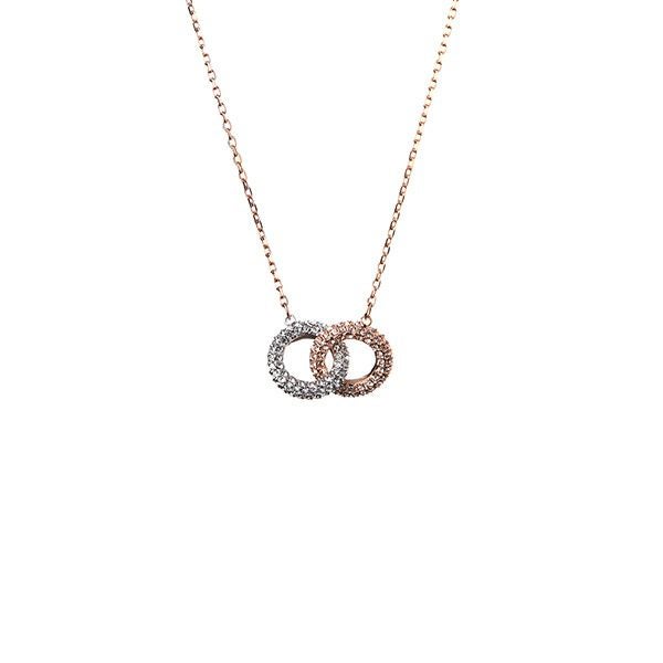スワロフスキー ネックレス Dextera インターロッキングサークル ホワイト／ローズゴールド SW5414999 18AW