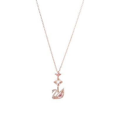 SWAROVSKI スワロフスキー スワン ネックレス ピンク クリスタル美品 