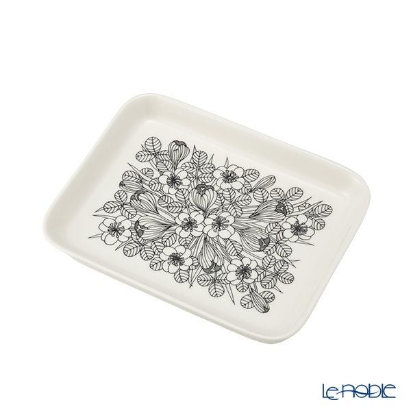 アラビア（ARABIA）クロッカス プレート 15×19cm ペア ブラック ＆ グリーン