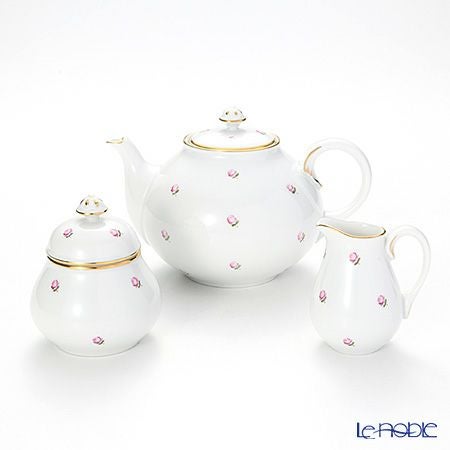 アウガルテン（AUGARTEN） スキャタードローズ（5009） ティーポット・シュガー・クリーマー 3点セット（001シューベルトシェイプ）