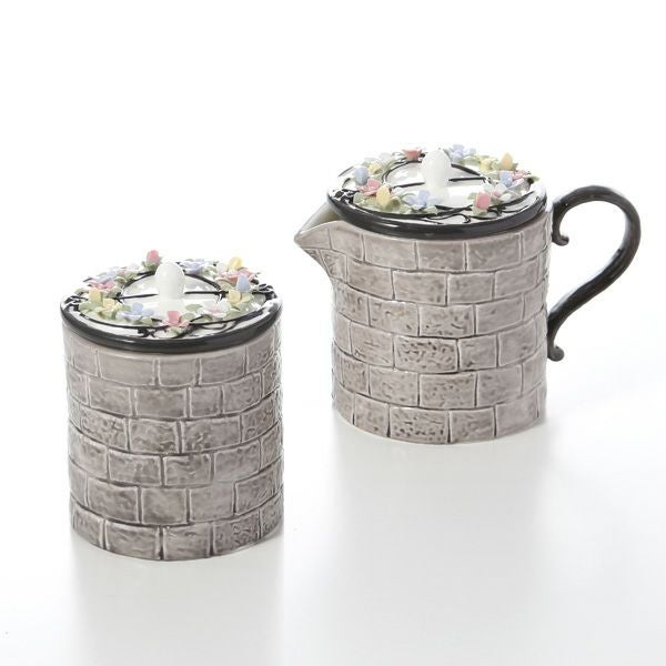 エインズレイ イギリスの家ティーポット チャリスの井戸 クリーマー 150ml＆シュガー 150ml セット