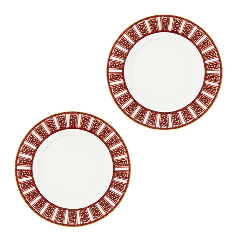 バカラ（Baccarat）ポーセリンコレクション アルカディア 2-817-036 プレート 21cm レッド ペア※磁器製※