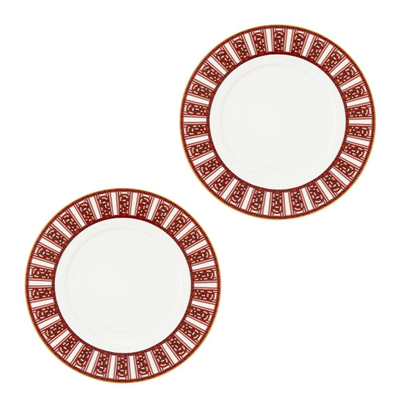 バカラ（Baccarat）ポーセリンコレクション アルカディア 2-817-036 プレート 21cm レッド ペア※磁器製※