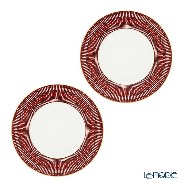 バカラ（Baccarat）ポーセリンコレクション アルカディア 2-817-037 プレート 27cm レッド ペア※磁器製※
