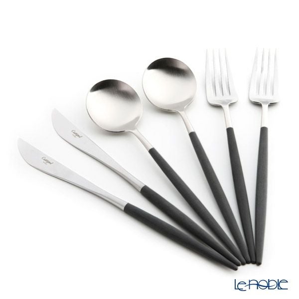 クチポール ゴア GOA ブラック／シルバー テーブル6点セット マット仕上げ 【ブランドボックス付】