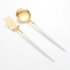 クチポール ゴア GOA ホワイト／ゴールド テーブルスプーン＆フォークセット マット仕上げ