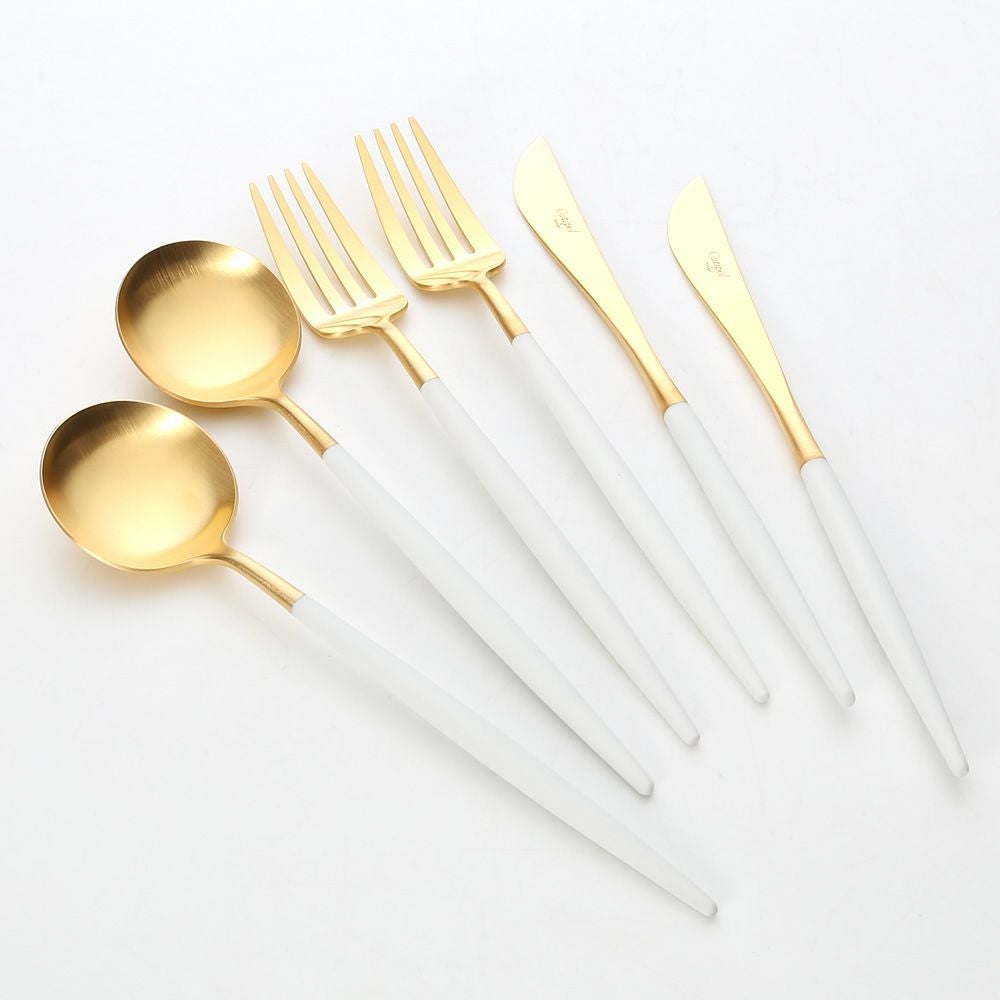 クチポール ゴア GOA ホワイト／ゴールド テーブル6点セット マット仕上げ 【ブランドボックス付】