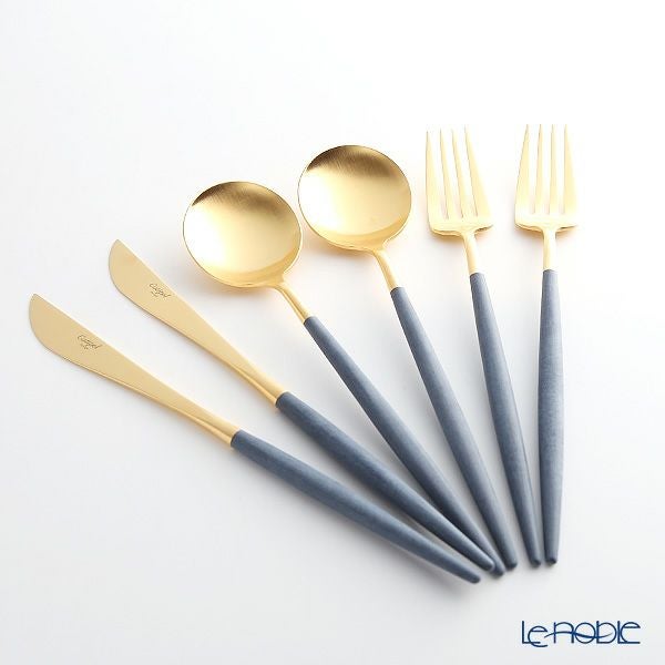 クチポール ゴア GOA ブルー／ゴールド テーブル6点セット マット仕上げ 【ブランドボックス付】