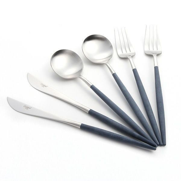 クチポール ゴア GOA ブルー／シルバー テーブル6点セット マット仕上げ 【ブランドボックス付】